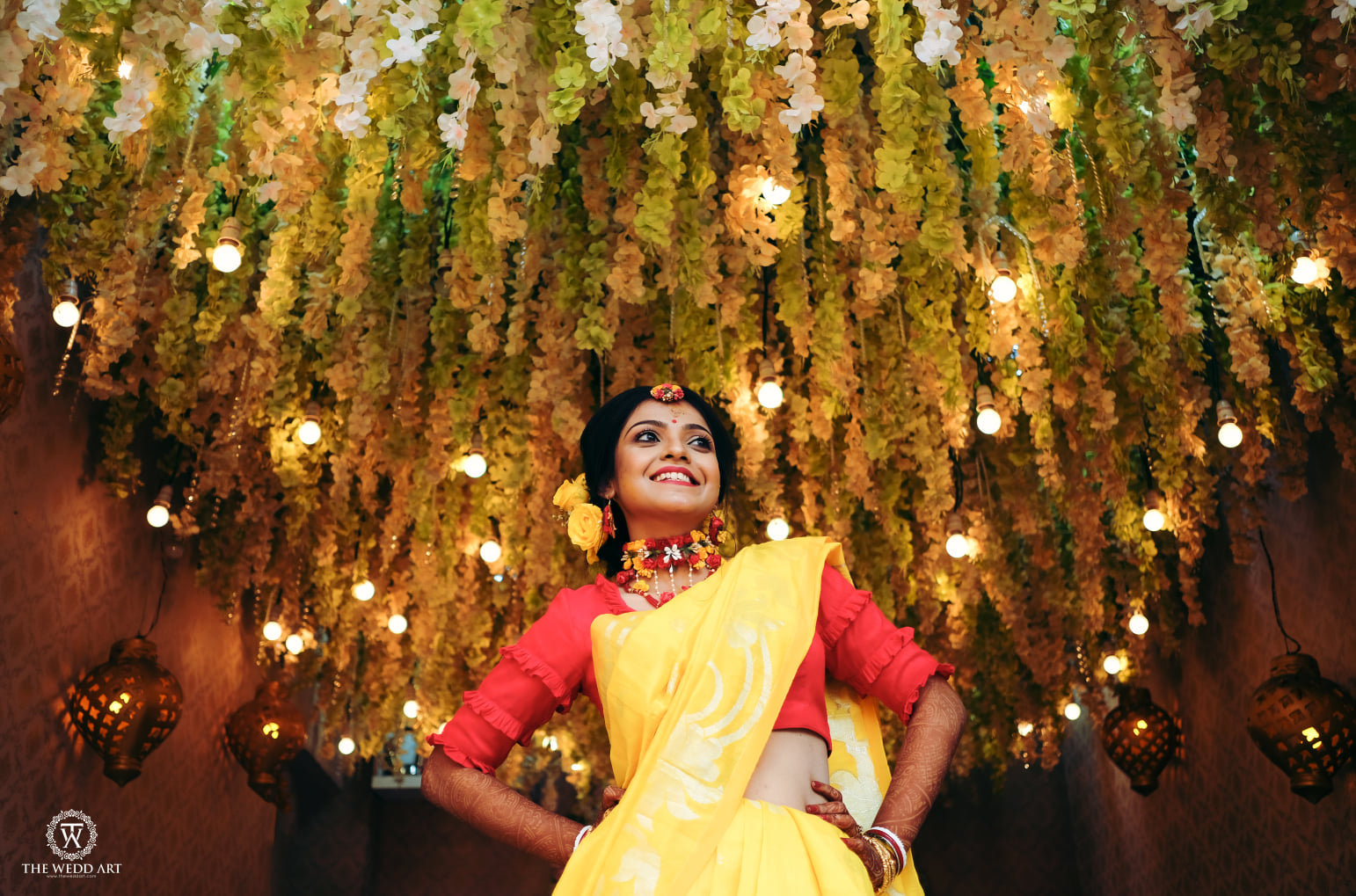 Haldi function dress on sale and jewellery